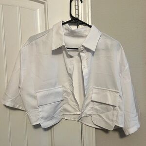 White collared crop top